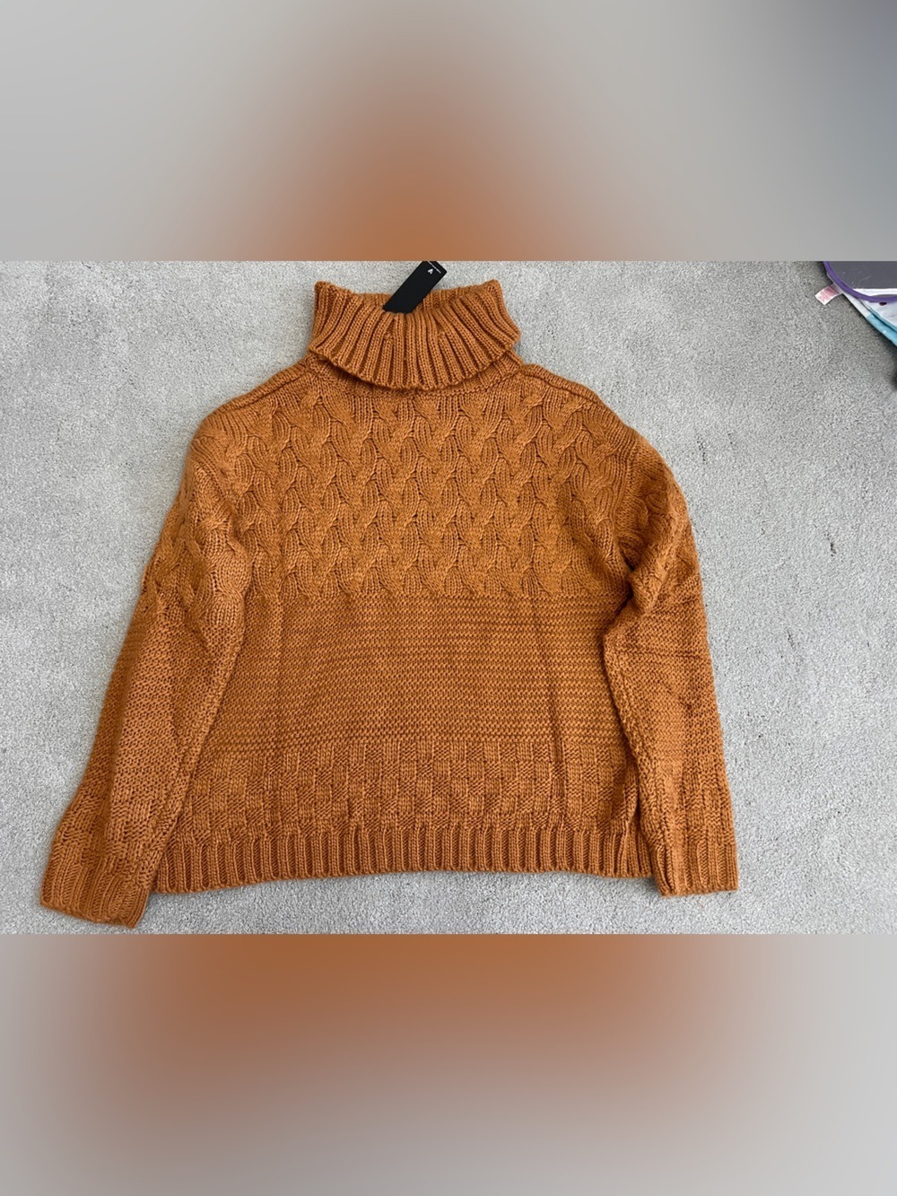NWT ⭐️ Lulu's Adoring Heart Camel Knit Turtleneck Sweater - Picture 6 of 6